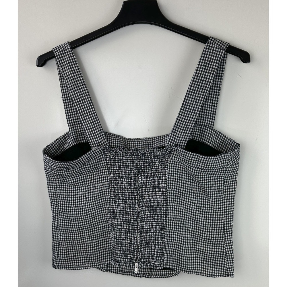 NWT Quince 100% European Linen Fitted Tank Classic Mini Gingham Women's Size XL - Picture 9 of 13